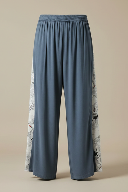 Pantalon Japonais Large Bleu Grue Streetwear Homme - Viscose - vue 3