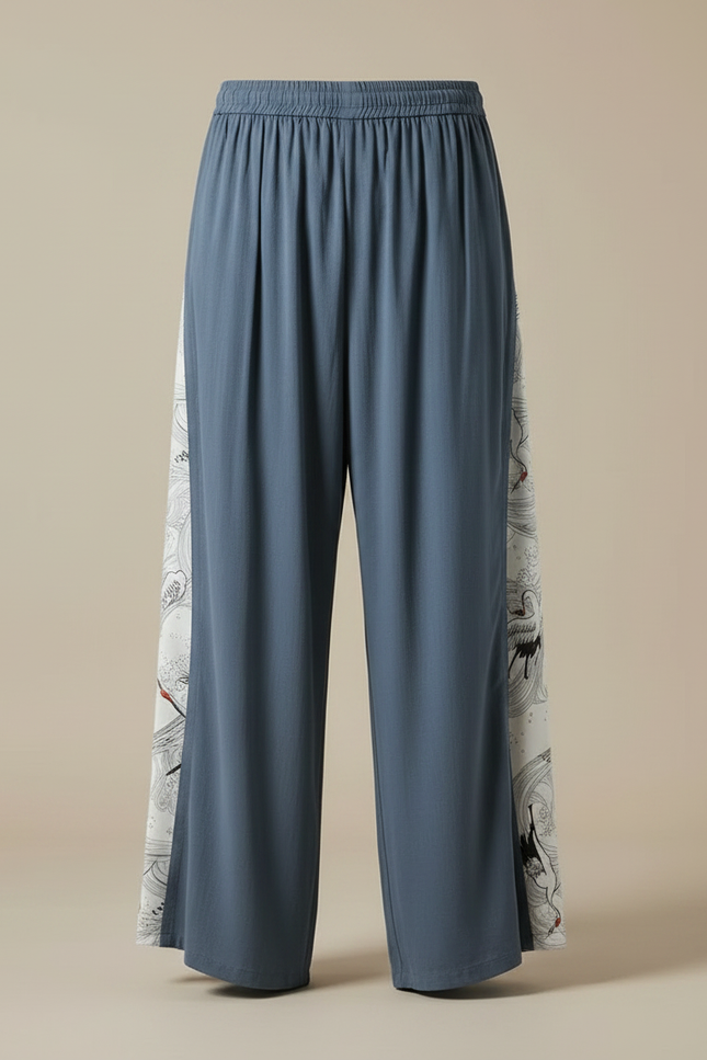 Pantalon Japonais Large Bleu Grue Streetwear Homme - Viscose - vue 3