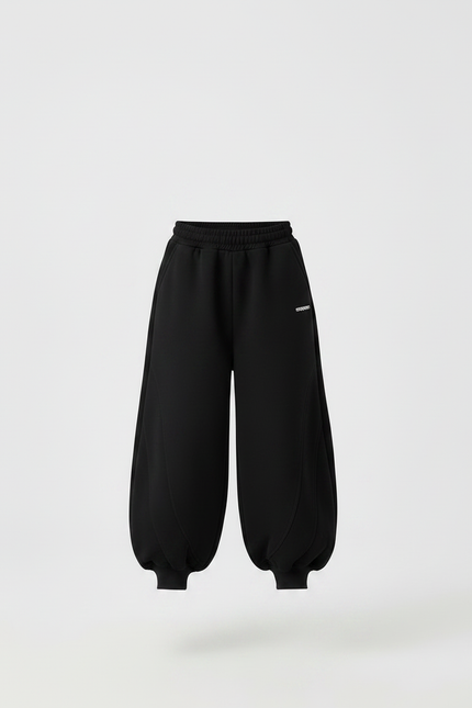 Pantalon Japonais Noir Bouffant Ample Confortable Fille - Molleton - vue 3