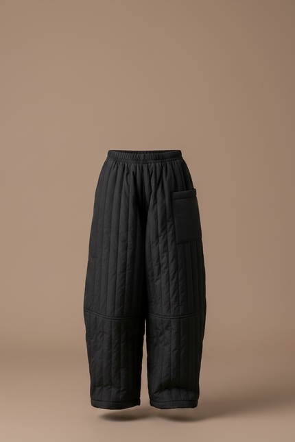 Pantalon Japonais Matelassé Noir Ample Hiver Enfant - Polyester - vue 3