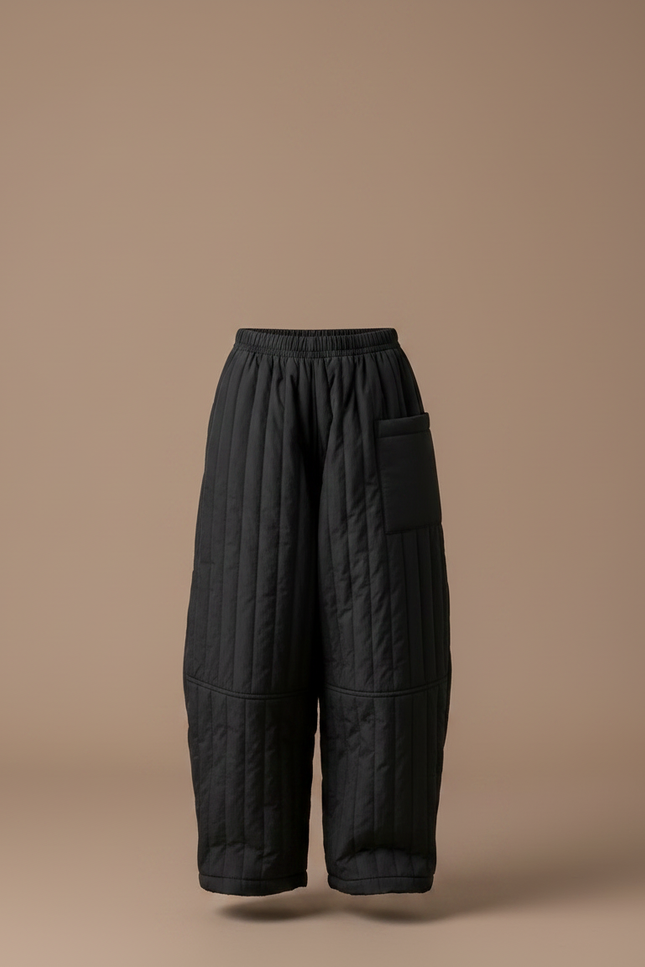 Pantalon Japonais Matelassé Noir Ample Hiver Enfant - Polyester - vue 3