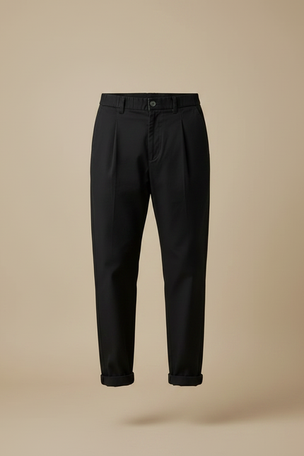 Pantalon Japonais Noir Coton Ample Plissé Décontracté - vue 3