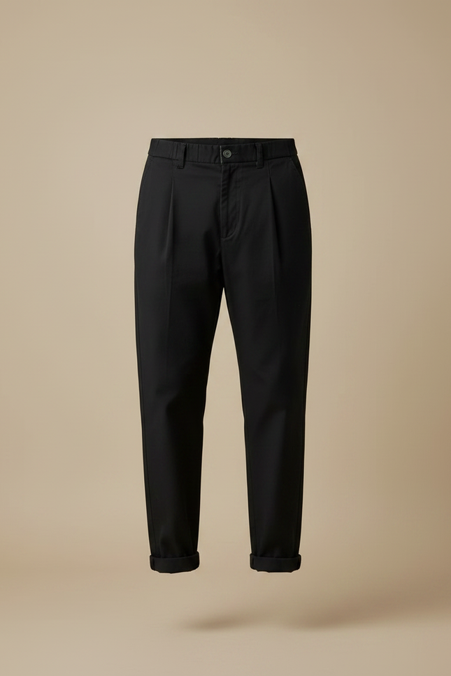 Pantalon Japonais Noir Coton Ample Plissé Décontracté - vue 3