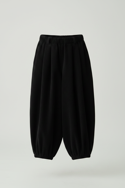 Pantalon Japonais Côtelé Noir Ample Confortable Enfant - Cordé - vue 3