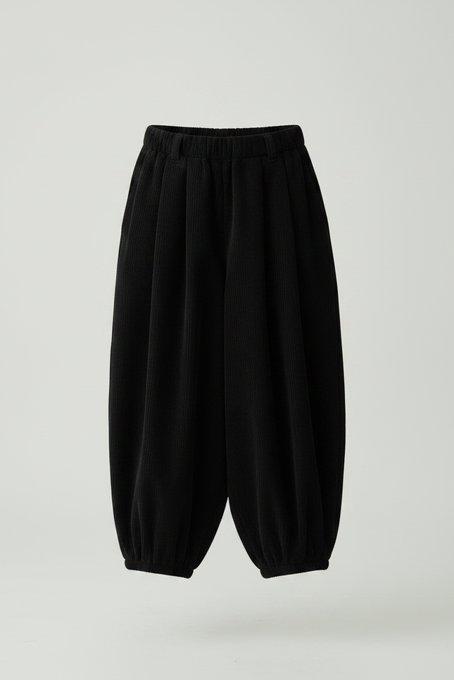 Pantalon Japonais Côtelé Noir Ample Confortable Enfant - Cordé - vue 3
