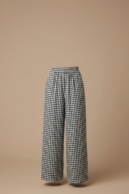 Pantalon Japonais Carreaux Ample Fluide Élégant Femme - Imprimé Viscose - vue 3