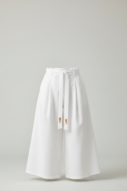 Pantalon Japonais Blanc Ample Brodé Garçon Coton - vue 3