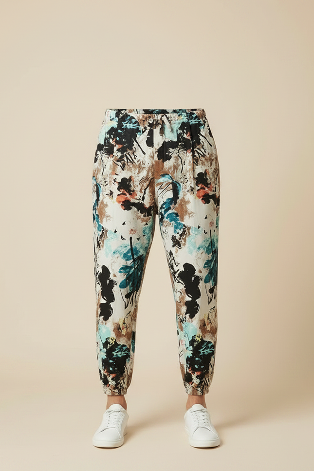 Pantalon Japonais Imprimé Floral Ample Coton Léger - vue 3