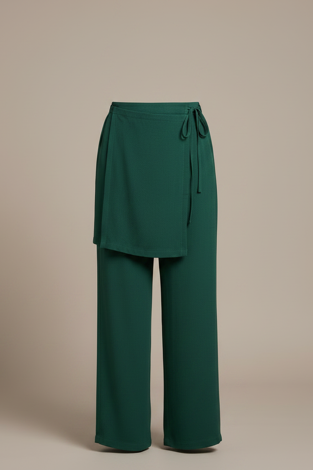 Pantalon Japonais Vert Émeraude Ample Fluide Élégant - Viscose - vue 3