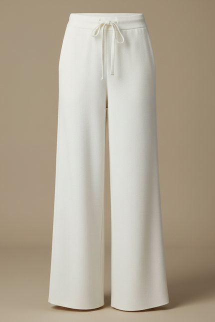 Pantalon Japonais Blanc Cassé Ample Laine Élastique Femme - vue 3