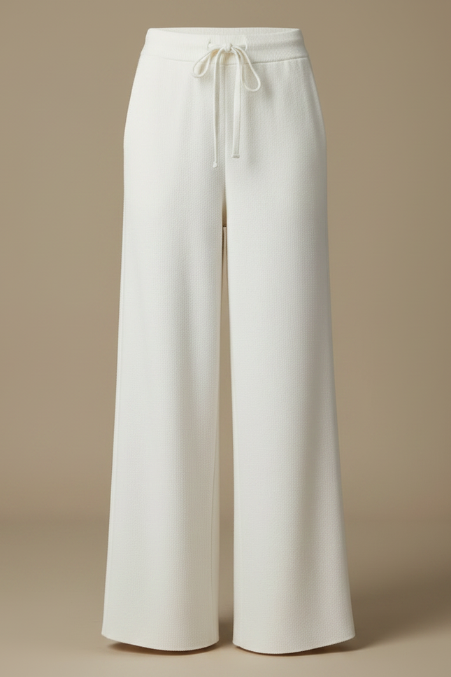 Pantalon Japonais Blanc Cassé Ample Laine Élastique Femme - vue 3