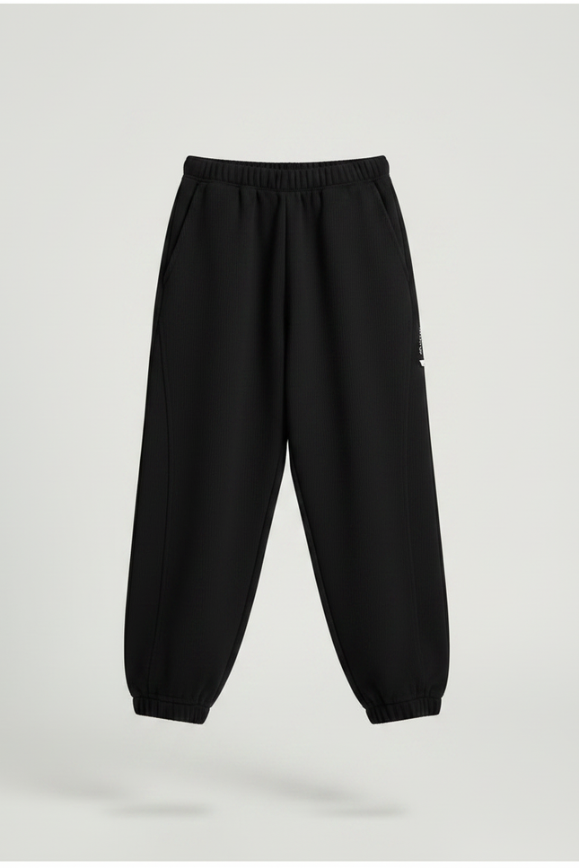 Pantalon Japonais Noir Ample Côtelé Décontracté Enfant - Molleton - vue 3