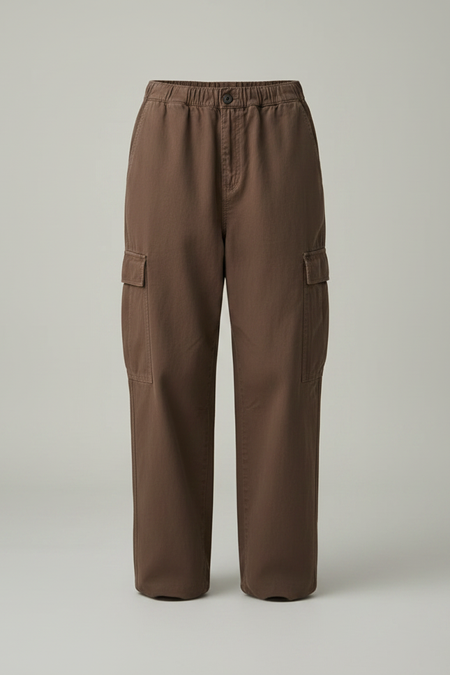 Pantalon Japonais Marron Ample Cargo Coton Femme - vue 3
