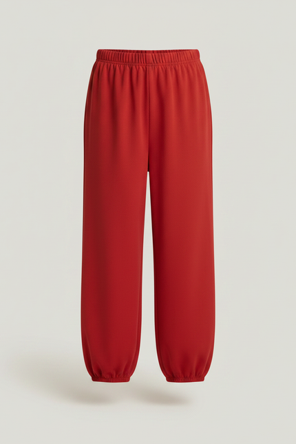 Pantalon Japonais Rouge Ample Cheville Resserrée Fluide - Viscose - vue 3