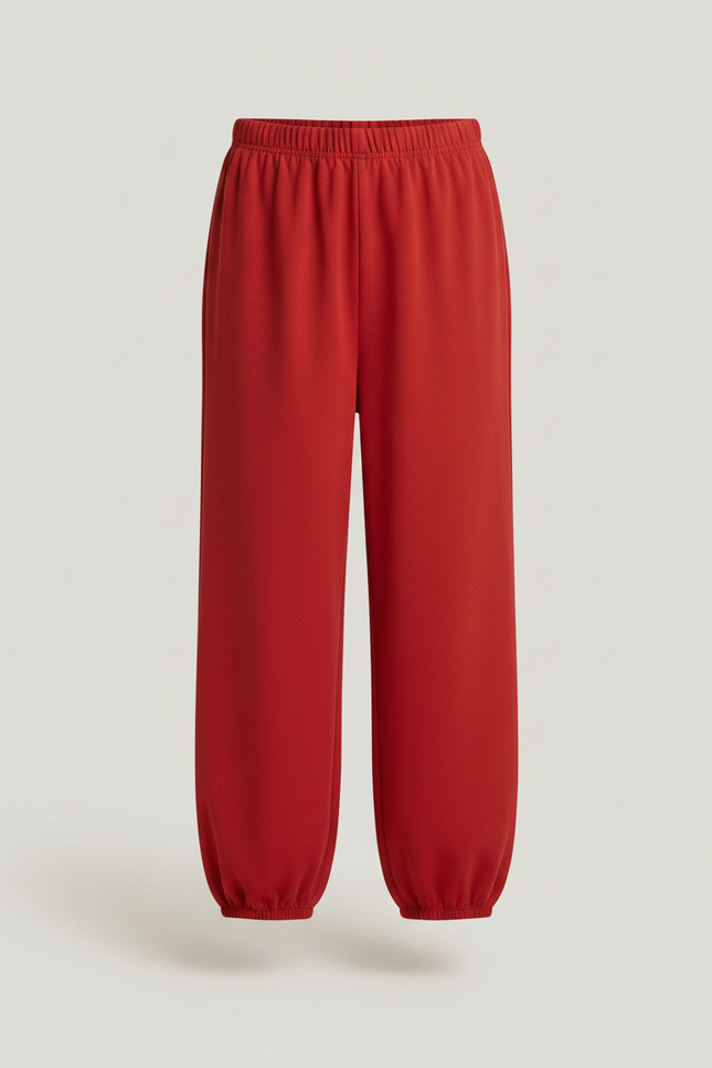 Pantalon Japonais Rouge Ample Cheville Resserrée Fluide - Viscose - vue 3