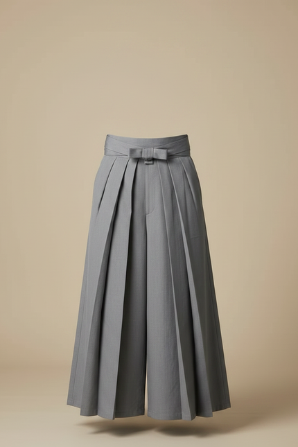 Pantalon Japonais Gris Plissé Ample Traditionnel Homme - Gabardine - vue 3