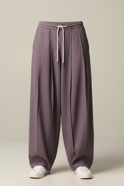 Pantalon Japonais Ample Plissé Violet Décontracté Homme - Polyester - vue 3