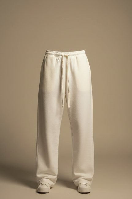 Pantalon Japonais Blanc Ample Cordon Décontracté Fluide - Molleton - vue 3