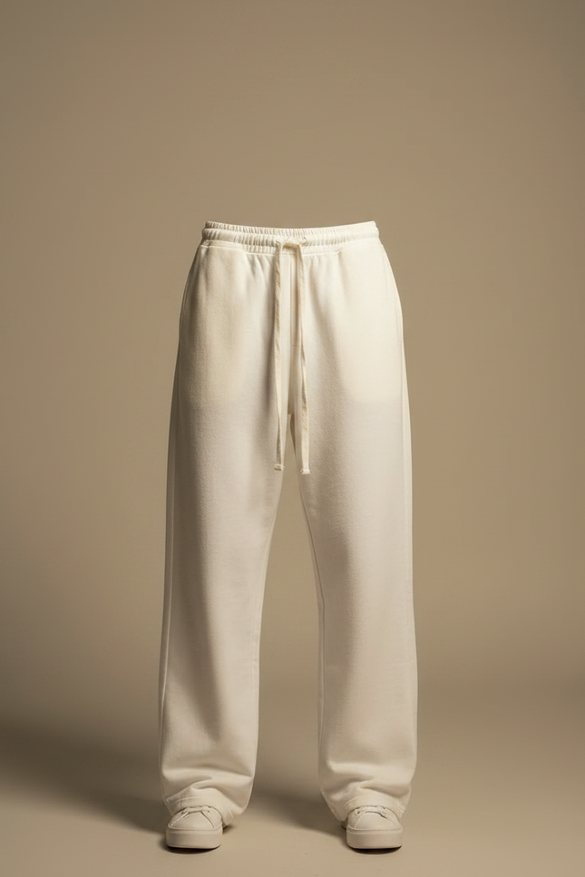 Pantalon Japonais Blanc Ample Cordon Décontracté Fluide - Molleton - vue 3