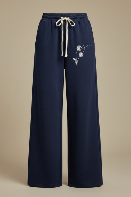 Pantalon Japonais Large Bleu Marine Molleton Dandelion - vue 3