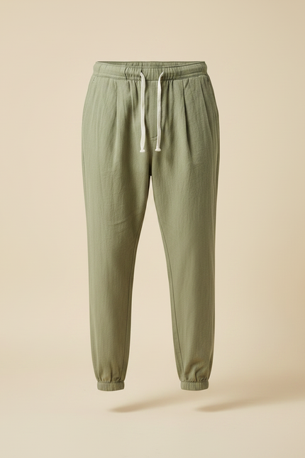Pantalon Japonais Vert Kaki Lin Ample Confortable - vue 3