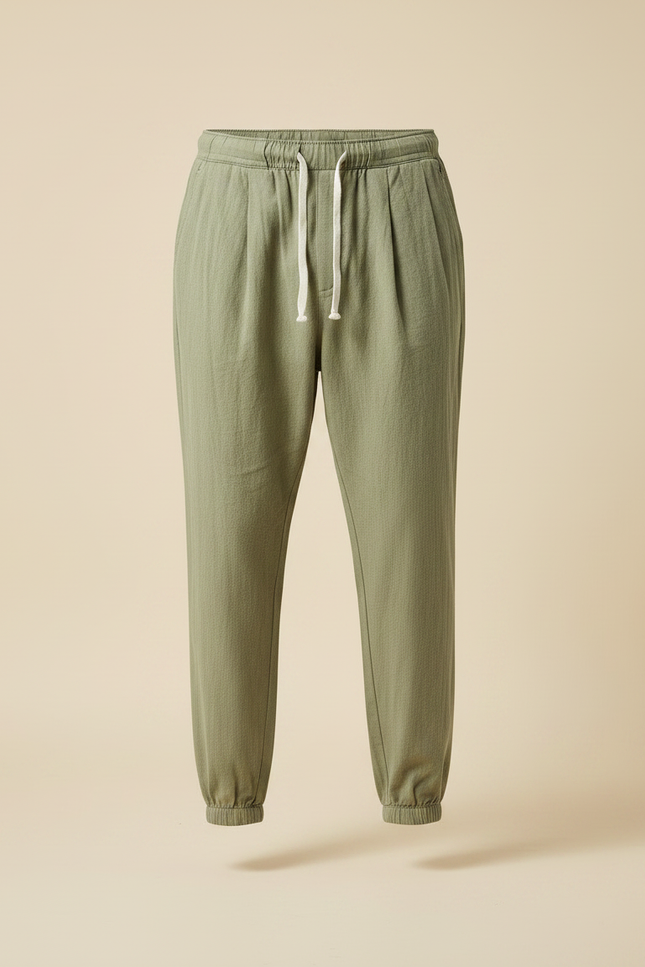 Pantalon Japonais Vert Kaki Lin Ample Confortable - vue 3