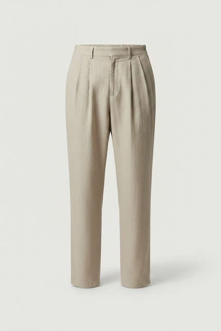 Pantalon Japonais Beige Ample Plissé Coton Lin Homme - vue 3