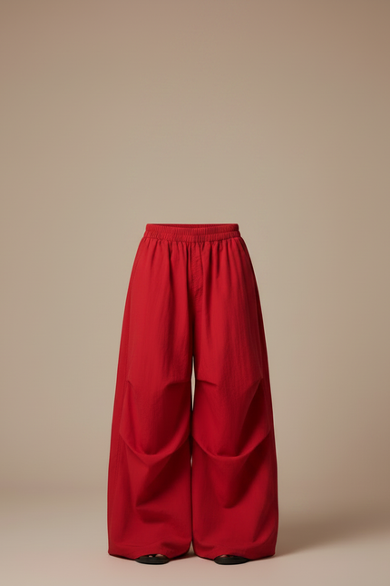 Pantalon Japonais Ample Rouge Cargo Streetwear Homme - Toile - vue 3