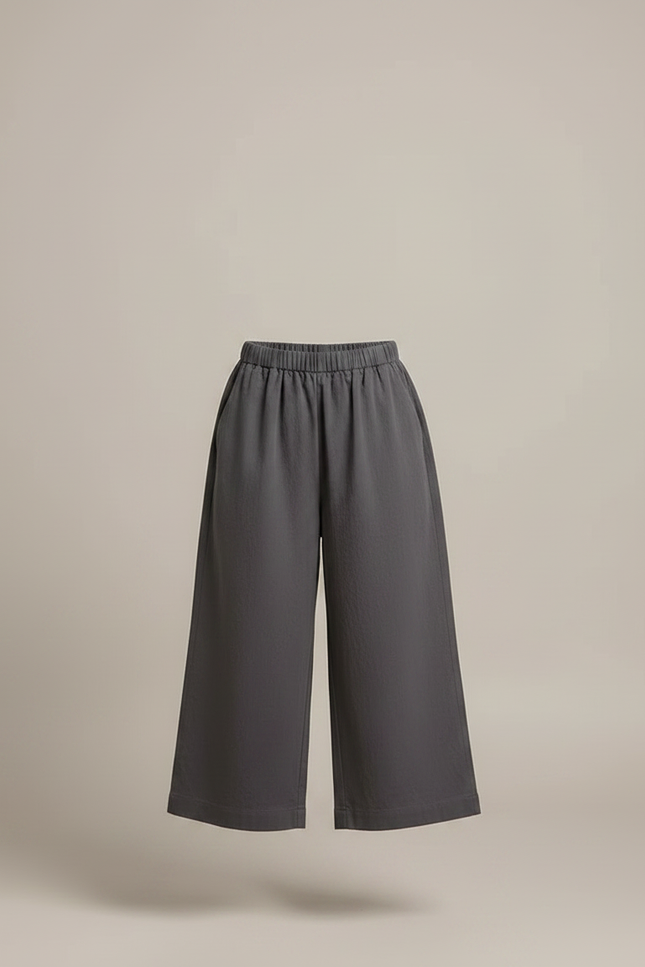 Pantalon Japonais Gris Ample Coton Confortable Fille - vue 3