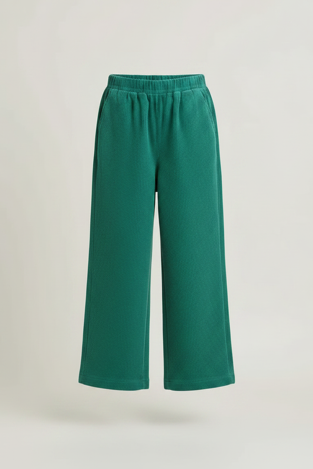 Pantalon Japonais Vert Côtelé Ample Décontracté Enfant - Cordé - vue 3