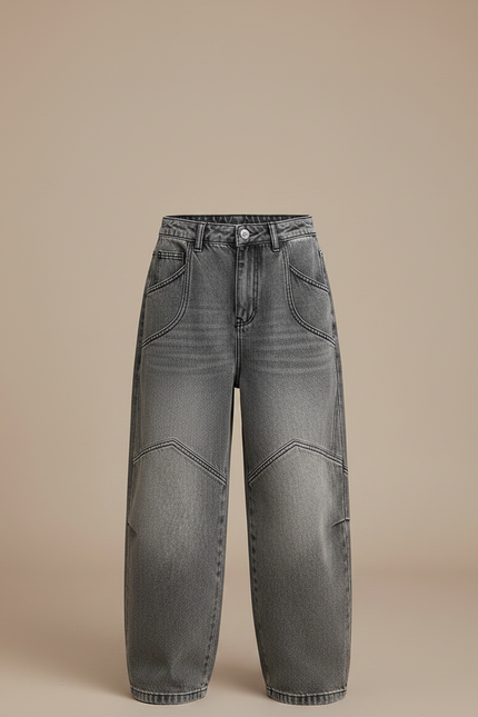 Pantalon Japonais Gris Ample Denim Garçon Décontracté - Jean - vue 3