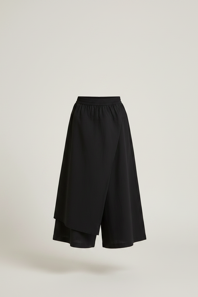 Pantalon Japonais Noir Ample Croisé Fluide Fille - Viscose - vue 3