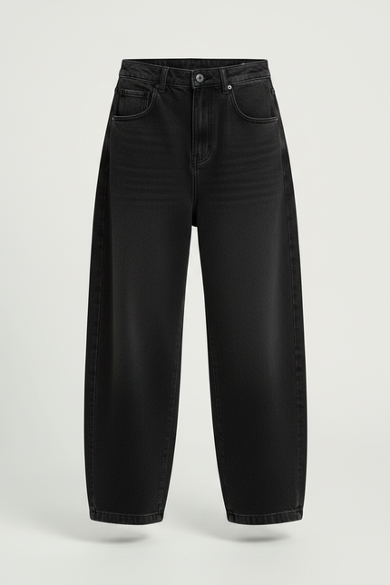 Pantalon Japonais Noir Ample Décontracté Enfant Denim - Jean - vue 3