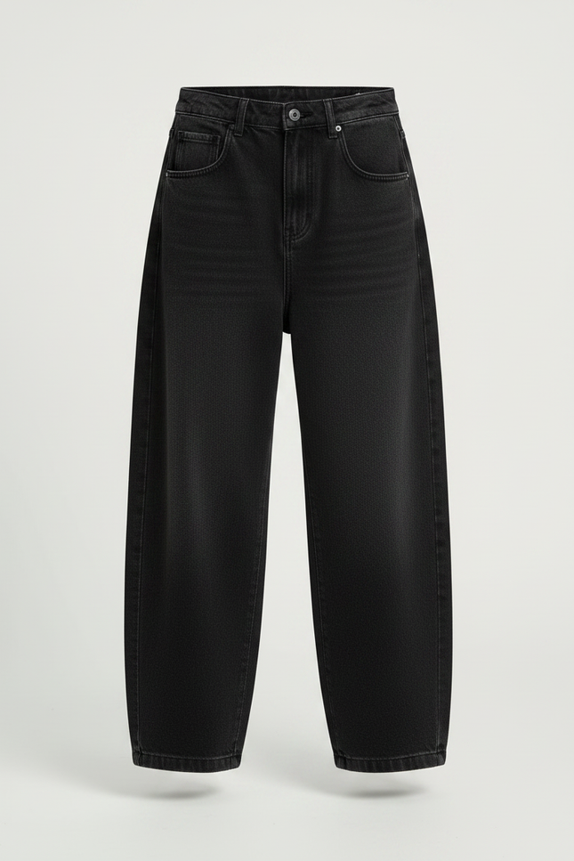 Pantalon Japonais Noir Ample Décontracté Enfant Denim - Jean - vue 3