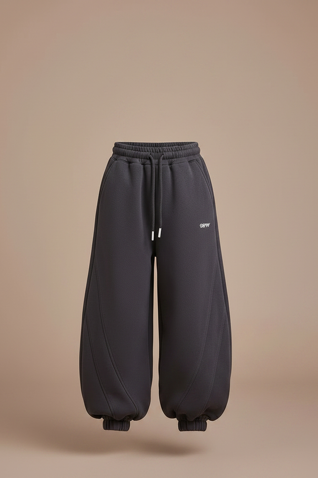 Pantalon Japonais Gris Ample Molleton Confortable Fille - vue 3