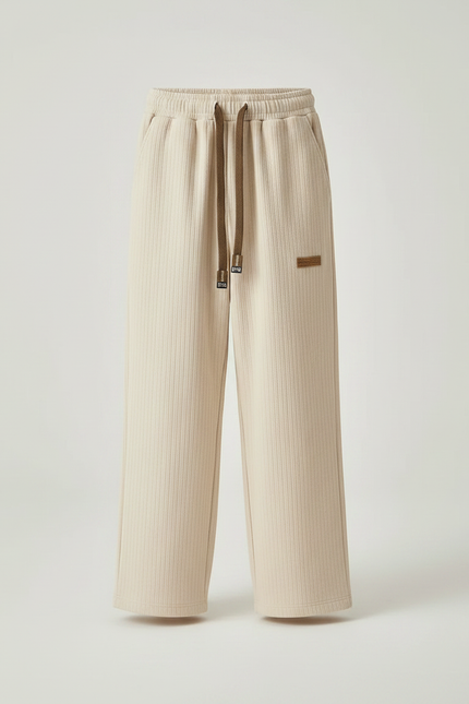 Pantalon Japonais Beige Droit Ample Côtelé Décontracté - Cordé - vue 3