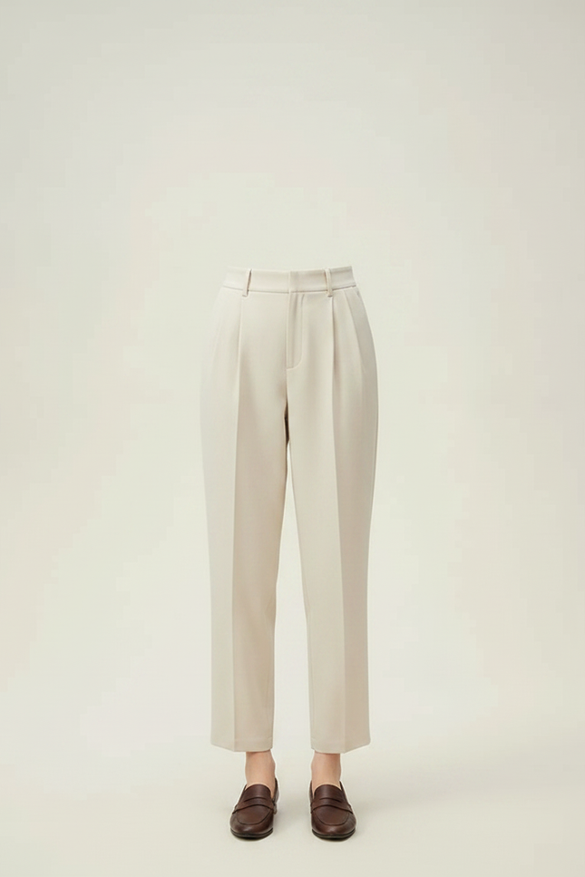 Pantalon Japonais Beige Plissé Ample Confortable - Gabardine - vue 3