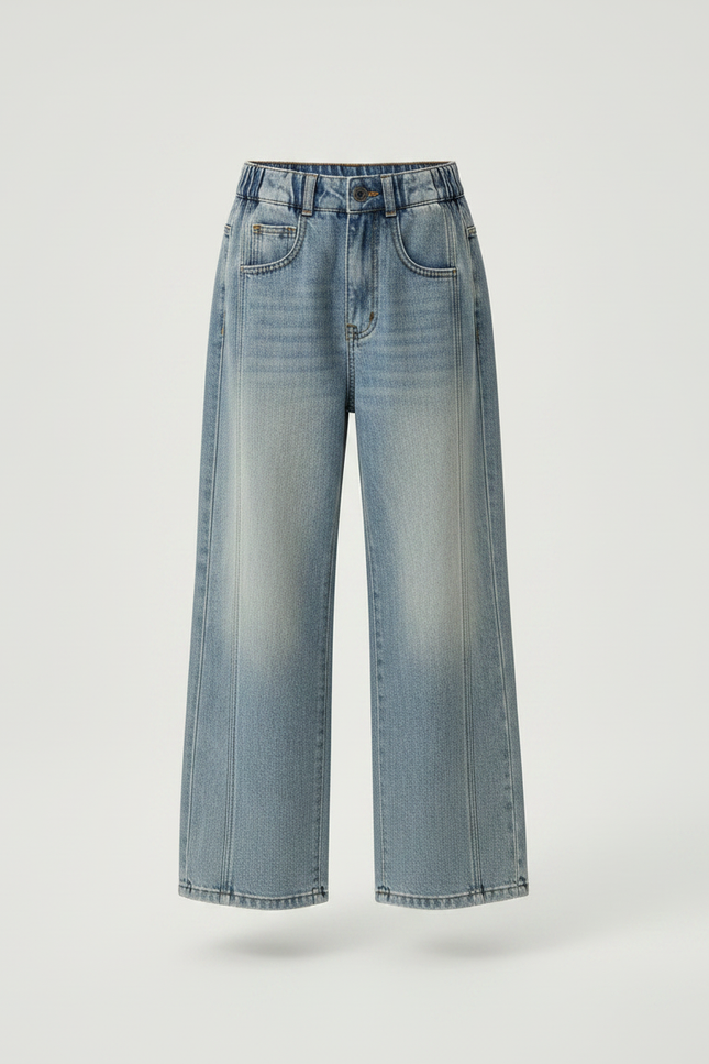 Pantalon Japonais Large Denim Bleu Ample Enfant - Jean - vue 3