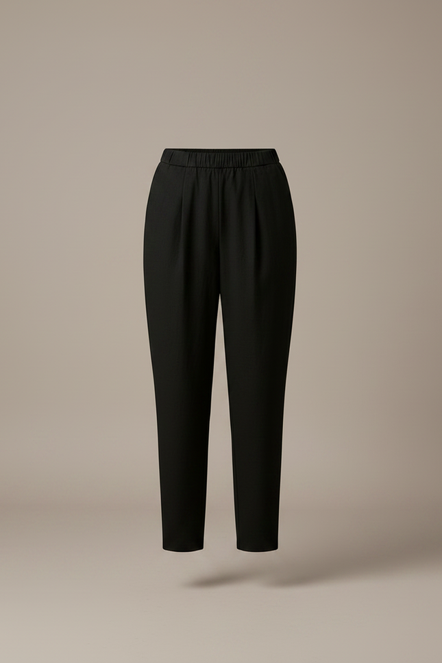 Pantalon Japonais Noir Fluide Plissé Femme Élégant - Viscose - vue 3