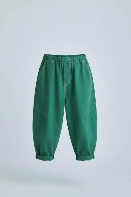 Pantalon Japonais Vert Ample Décontracté Enfant Garçon - Coton - vue 3