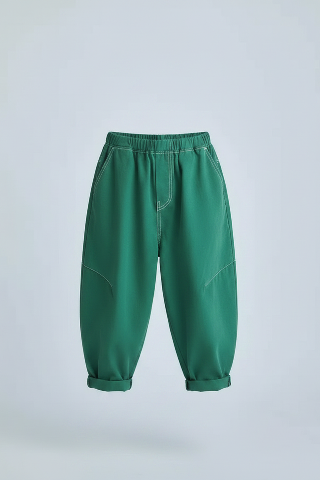 Pantalon Japonais Vert Ample Décontracté Enfant Garçon - Coton - vue 3