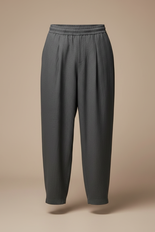 Pantalon Japonais Large Gris Fluide Décontracté Homme - Lin - vue 3