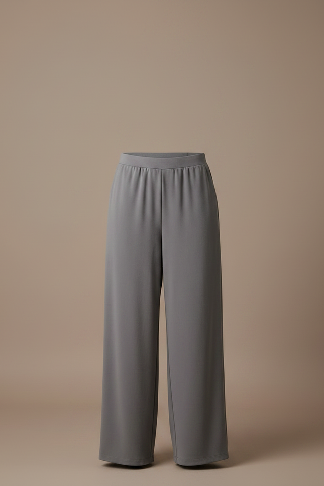 Pantalon Japonais Gris Fluide Ample Décontracté Femme - Polyester - vue 3