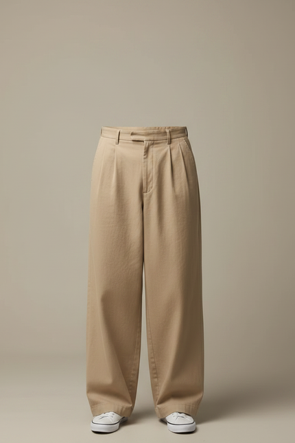 Pantalon Japonais Beige Ample Coton Homme Décontracté - vue 3