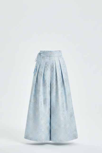 Pantalon Japonais Bleu Ciel Ample Plissé Floral Fille - Polyester - vue 3