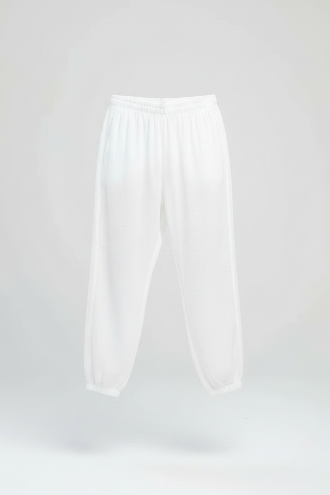 Pantalon Japonais Blanc Ample Coton Enfant Confortable - vue 3