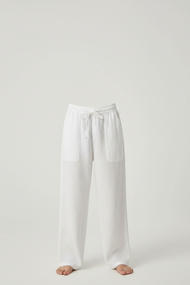 Pantalon Japonais Blanc Ample Coton Lin Enfant - vue 3