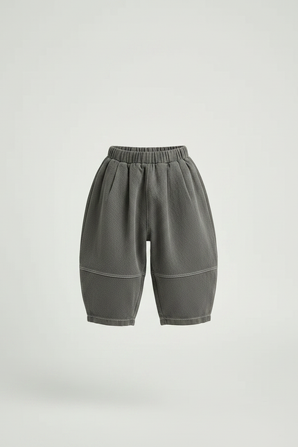 Pantalon Japonais Gris Ample Molletonné Enfant Décontracté Harem - vue 3