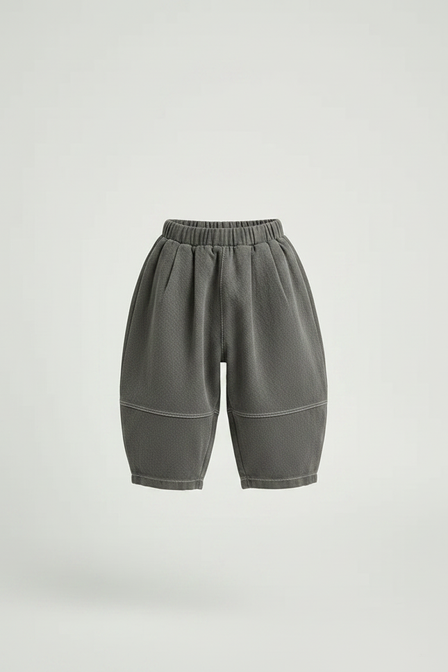 Pantalon Japonais Gris Ample Molletonné Enfant Décontracté Harem - vue 3
