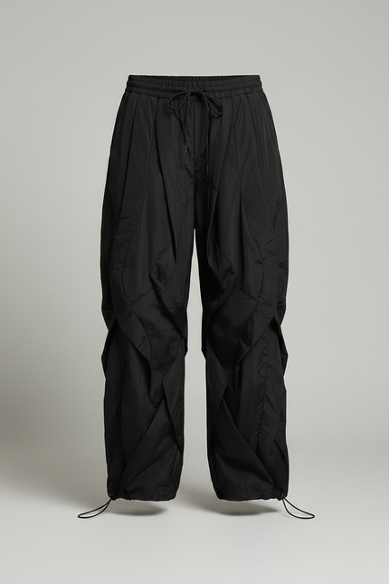 Pantalon Japonais Noir Cargo Ample Fluide Femme - Polyester - vue 3